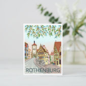 Rothenburg Town View Travel Illustration Postkarte (Stehend Vorderseite)