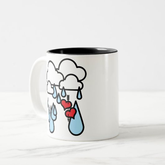 Rothenhagen ", das regnet Herzen " Zweifarbige Tasse (Vorderseite Links)