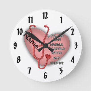 Rother-Herz-LPN-Krankenschwester Runde Wanduhr