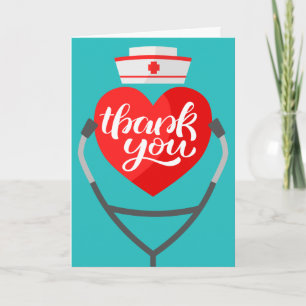 Rother Herz Stethoskop Krankenschwester Danke Kart