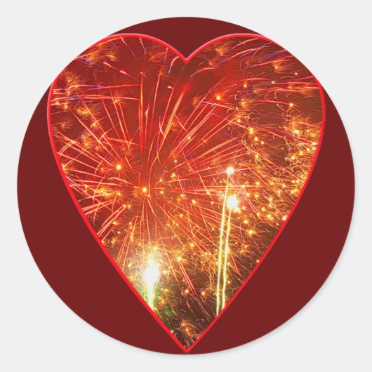Rotherz-Feuerwerk Runder Aufkleber (Vorderseite)
