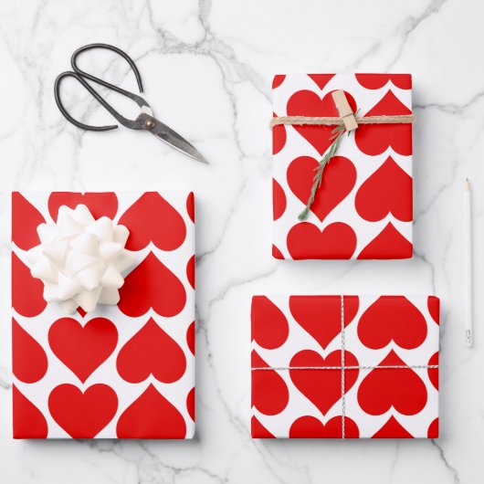 Rotherz Muster, Romantik, Liebe Geschenkpapier Set (Vorderseite)