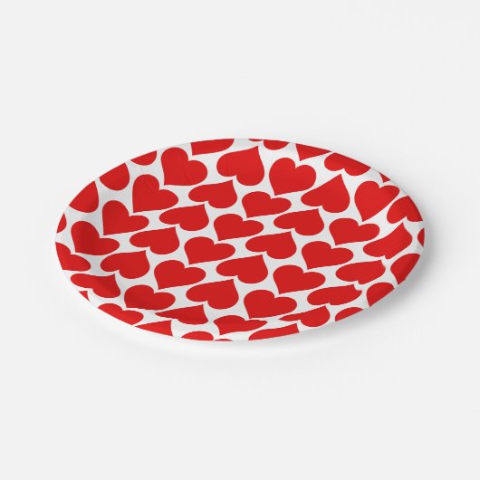 Rotherz Muster, Romantik, Liebe Pappteller (Schrägansicht)