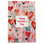 Rotherz Whimsikale Liebe Muster Valentinstag Mittlere Geschenktüte (Vorderseite)