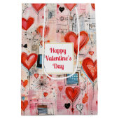 Rotherz Whimsikale Liebe Muster Valentinstag Mittlere Geschenktüte (Rückseite)