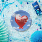 Rotherzballon in Wolken zum Jubiläum Pappteller (Party)