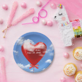 Rotherzballon in Wolken zum Jubiläum Pappteller (Party)