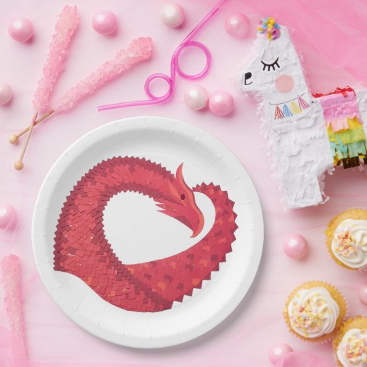 Rotherzdrache Pappteller (Party)