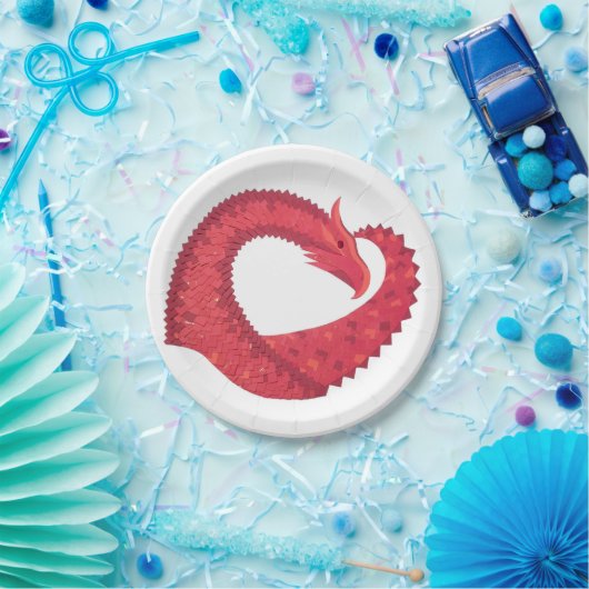 Rotherzdrache Pappteller (Party)