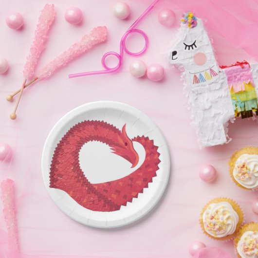 Rotherzdrache Pappteller (Party)