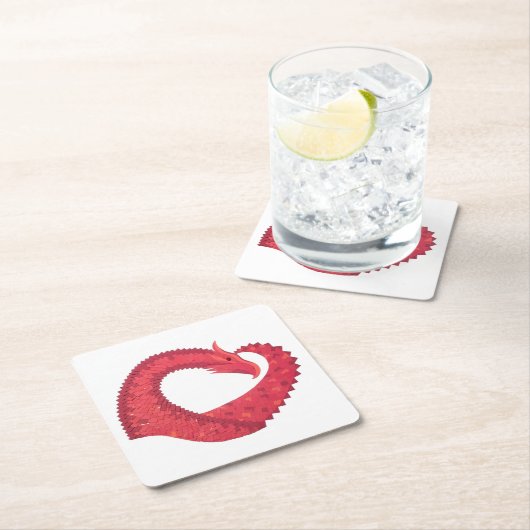 Rotherzdrache Rechteckiger Pappuntersetzer (Vor Ort)