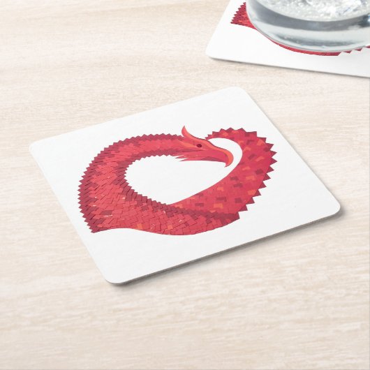 Rotherzdrache Rechteckiger Pappuntersetzer (angewinkelt)