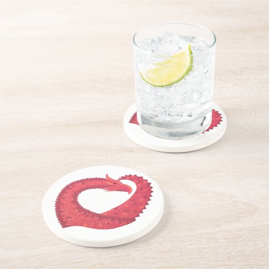 Rotherzdrache Sandstein Untersetzer (Seite)