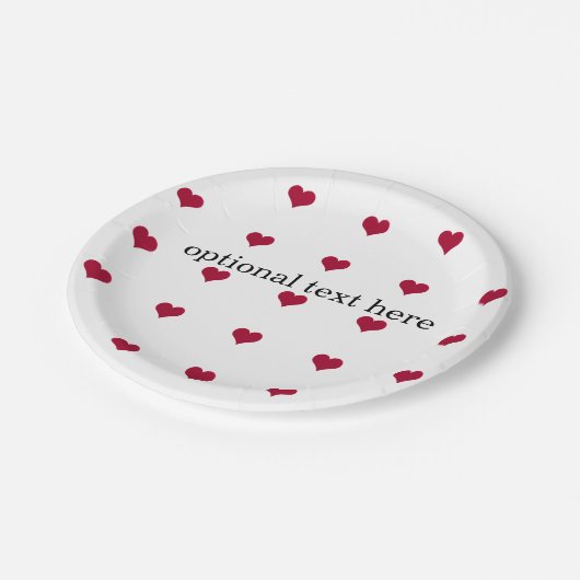 Rotherzen fakultativer Text Pappteller (Schrägansicht)