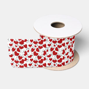Rotherzen-Muster Valentinstag-Geschenkpapier Satinband