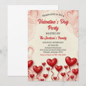 Rotherzen Valentinstag Party Einladung (Vorne/Hinten)
