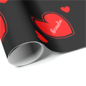 Rotherziger individuelle Name Geschenkpapier (Rolleneckpunkt)