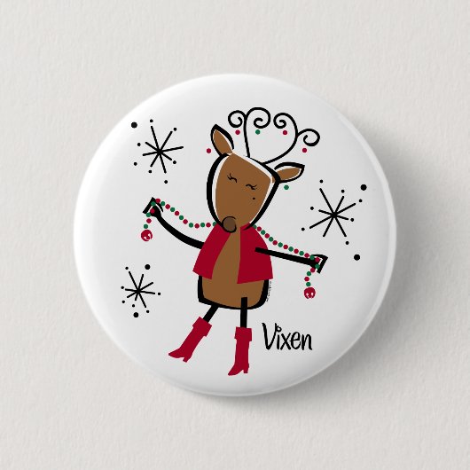 Rothirsch Rentier Button (Vorderseite)