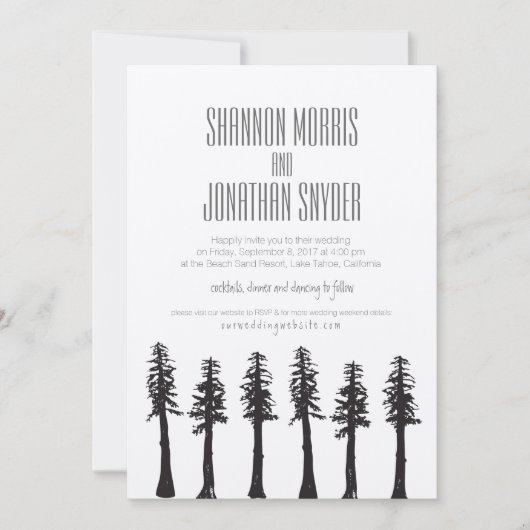 Rotholz-Baum-Einladung/Gebirgshochzeit Einladung (Vorderseite)