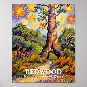 Rotholz-Nationalpark Van Gogh Stil Wald individuel Poster
