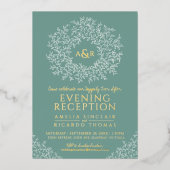 Rotholzgrün, monogramm Hochzeitsempfang Foto Folieneinladung (Vorderseite)