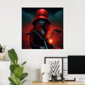 Rothut-Rockstar Poster (Heimbüro)