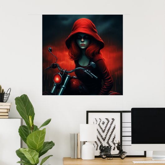 Rothut-Rockstar Poster (Heimbüro)