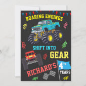 Rotierende Motoren Kinder Monster Truck Geburtstag Einladung (Vorderseite)