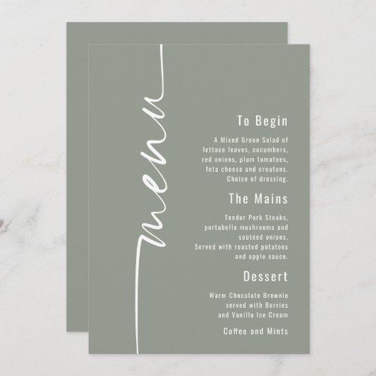 Rotierte Kalligraphiezettel-Hochzeitskarte Einladung (Vorne/Hinten)