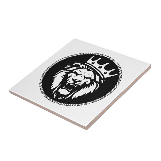 Rotierter Löwe mit Krone Fliese (Seite)