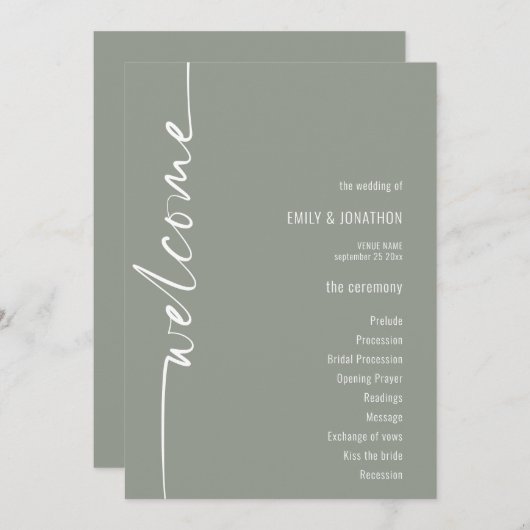 Rotkalligrafisches Heiratsprogramm Einladung (Vorne/Hinten)