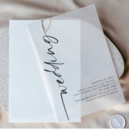 Rotkalligrafisches Schwarzes-Text-Hochzeit Pergament Einladungen