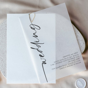 Rotkalligrafisches Schwarzes-Text-Hochzeit Pergament Einladungen