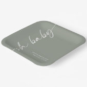 Rotkalligraphie Name Sage Oh Babydusche Pappteller (Gewinkelt)