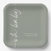 Rotkalligraphie Name Sage Oh Babydusche Pappteller (Vorderseite)