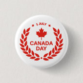 Rotkanadisches Ahornblatt 1. Juli Button (Vorderseite)