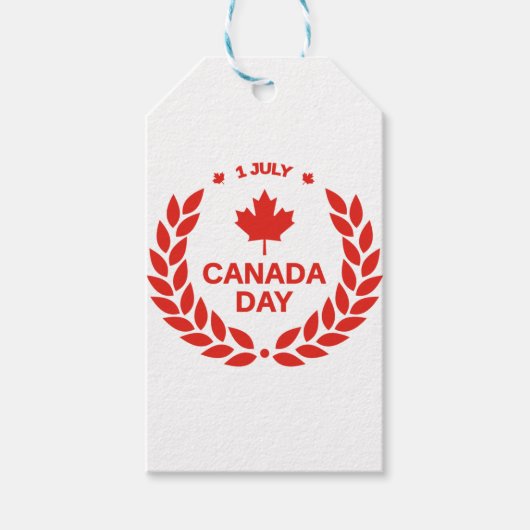 Rotkanadisches Ahornblatt 1. Juli  Geschenkanhänger (Vorderseite)