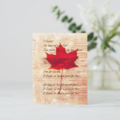 Rotkanadisches Ahornblatt mit Nationalhymne Postkarte (Stehend Vorderseite)