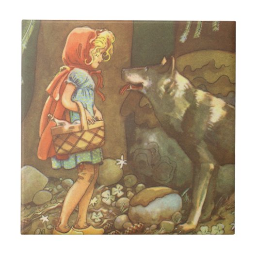 Rotkäppchen, altes Märchen Fliese (Vorderseite)