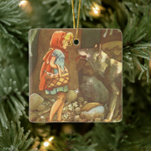 Rotkäppchen, altes Märchen Keramikornament