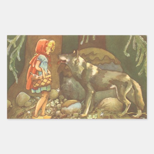 Rotkäppchen, altes Märchen Rechteckiger Aufkleber (Vorderseite)