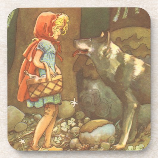 Rotkäppchen, altes Märchen Untersetzer (Vorderseite)