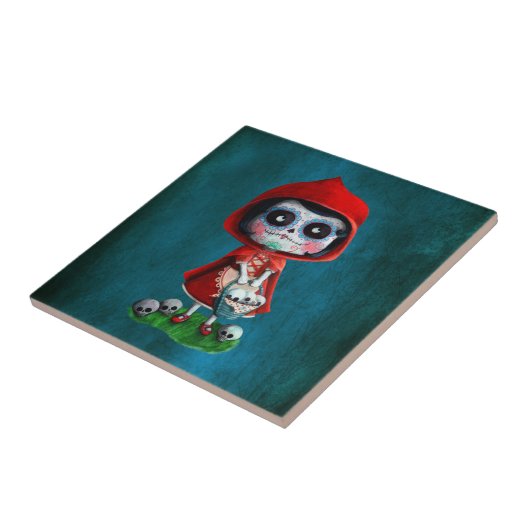 Rotkäppchen Dia de Los Muertos Little Fliese (Seite)