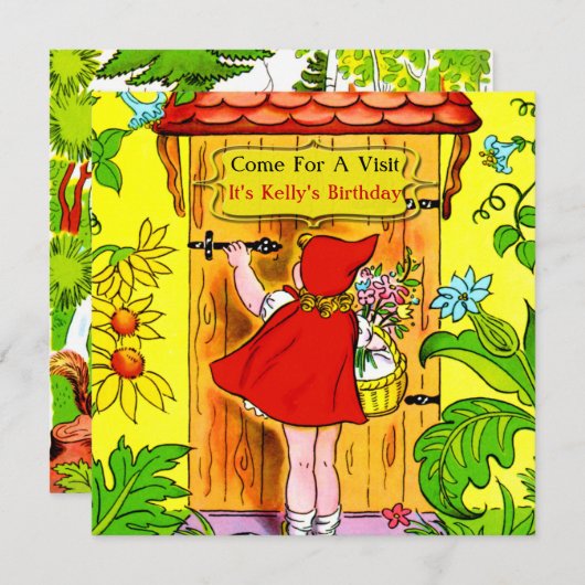 Rotkäppchen-Geburtstags-Besuch Einladung (Vorne/Hinten)
