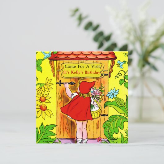 Rotkäppchen-Geburtstags-Besuch Einladung (Stehend Vorderseite)
