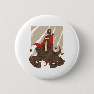 Rotkäppchen Krieger Geschenk für Mädchen Kämpferin Button