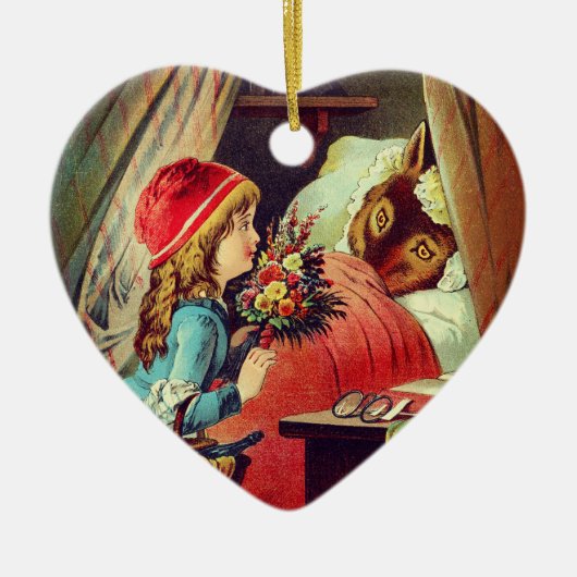 Rotkäppchen – Little Red Riding Hood – Grimm Keramik Ornament (Vorne)