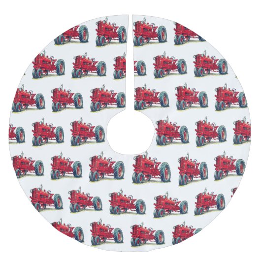 Rotkäppchen mit Augenbrauen Polyester Weihnachtsbaumdecke (Vorderseite)