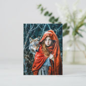 Rotkäppchen mit dem Wolf Postkarte (Stehend Vorderseite)