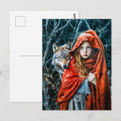 Rotkäppchen mit dem Wolf Postkarte (Vorne/Hinten)
